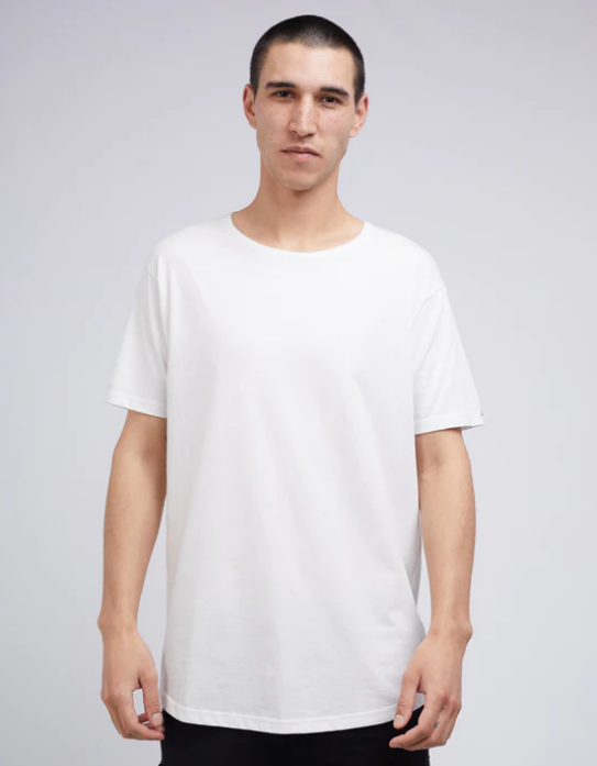 TEE ACID TAIL silent theory white Slim fit Tail Tee - 100% Cotton - Curved hem mens short sleeve t-shirt