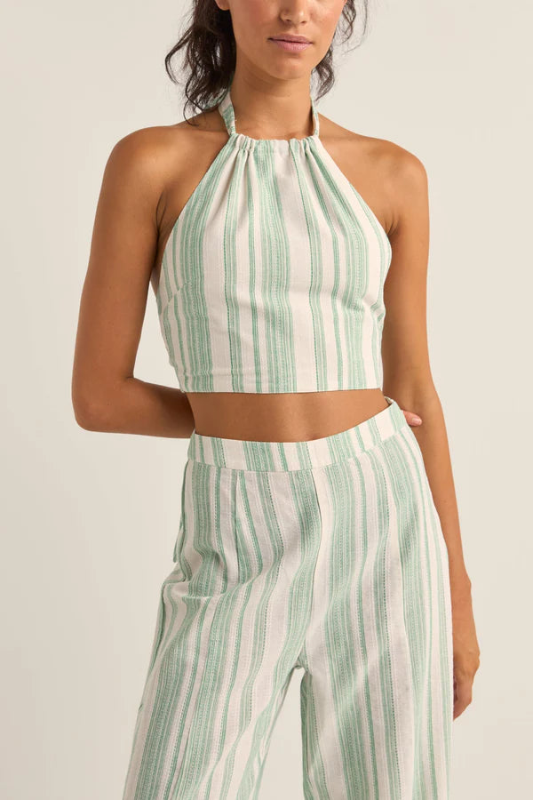 DINERO STRIPE HALTER TOP