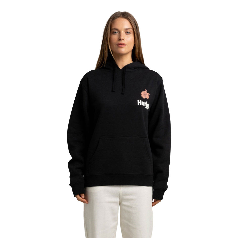 HIBISCUS PULLOVER HOODIE BLACK, LADIES HOODIES, HURLEY HOODIES, LADIES BLACK JUMPERS, HURLEY