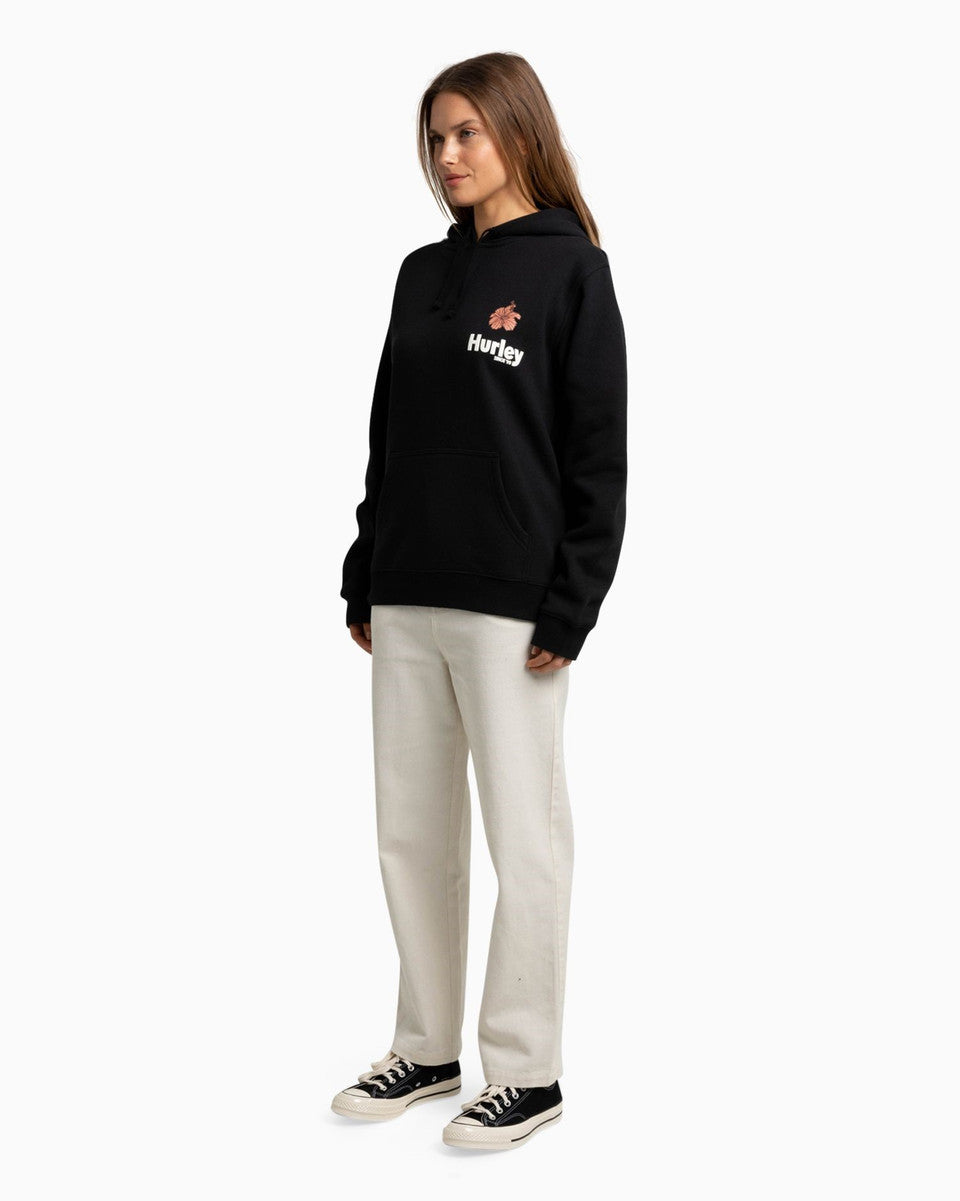 HIBISCUS PULLOVER HOODIE BLACK, LADIES HOODIES, HURLEY HOODIES, LADIES BLACK JUMPERS, HURLEY