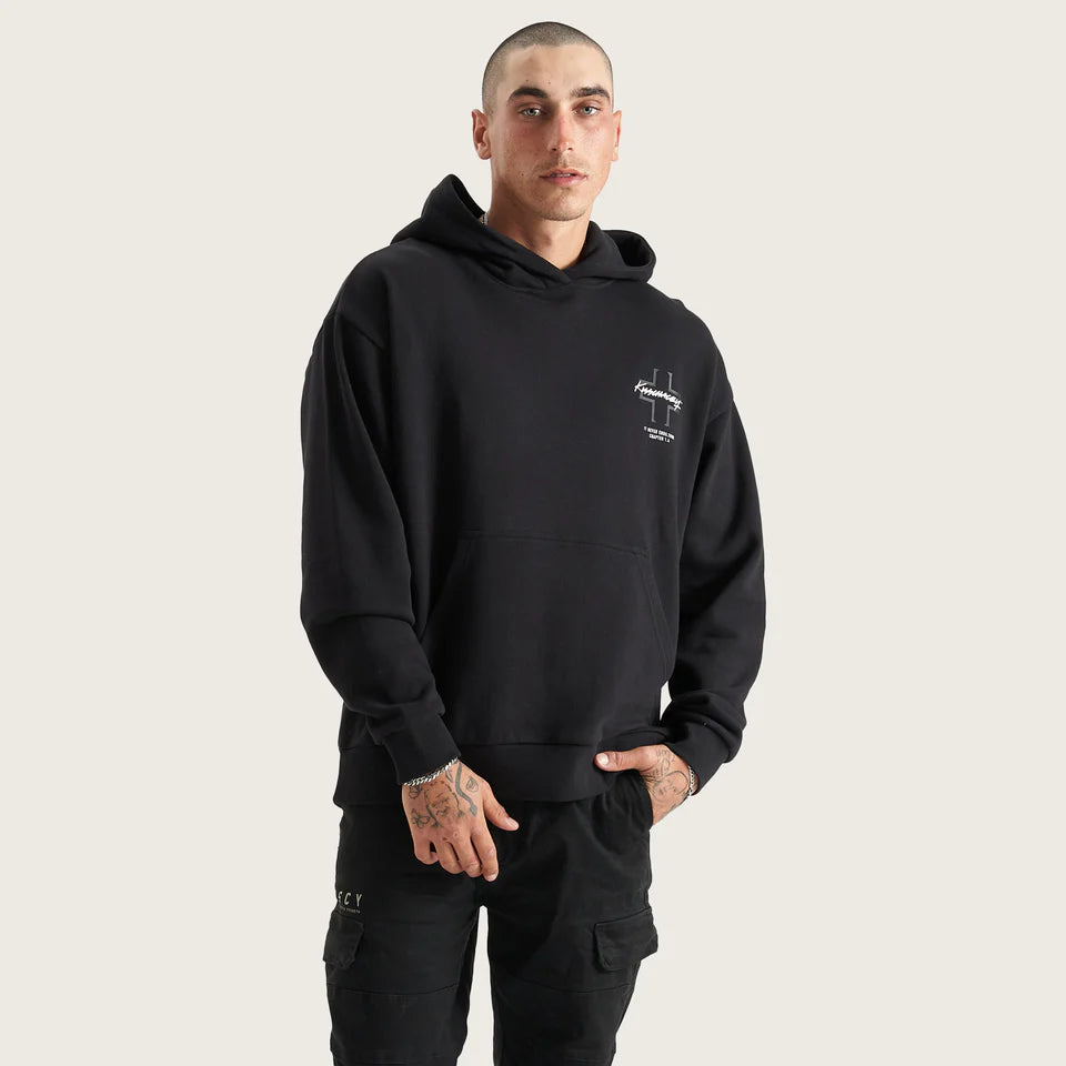 LUGH RELAXED HOODIE, JET BLACK, KSCY, MENS HOODIE