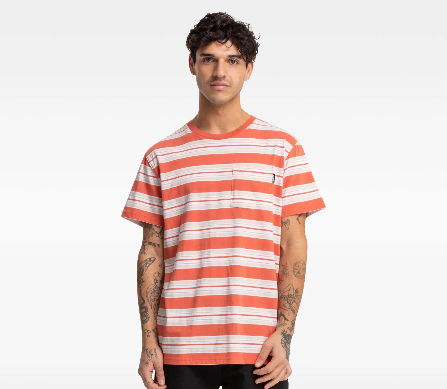 noah stripe tee, burnt sienna, hurley