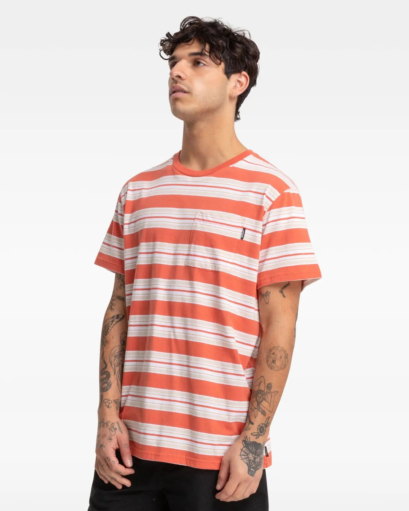 noah stripe tee, burnt sienna, hurley