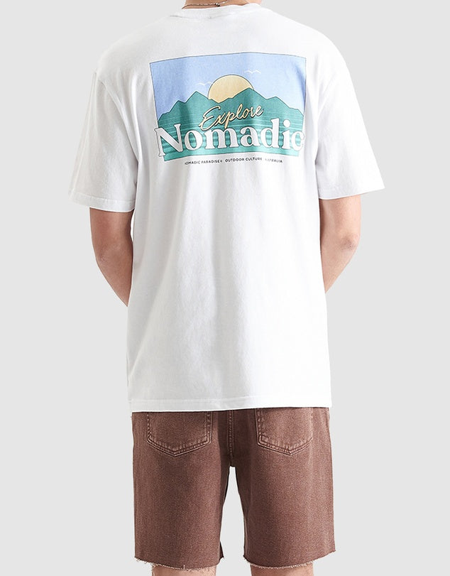 PANORMA RELAXED TEE, OPTICAL WHITE, NOMADIC PARADISE