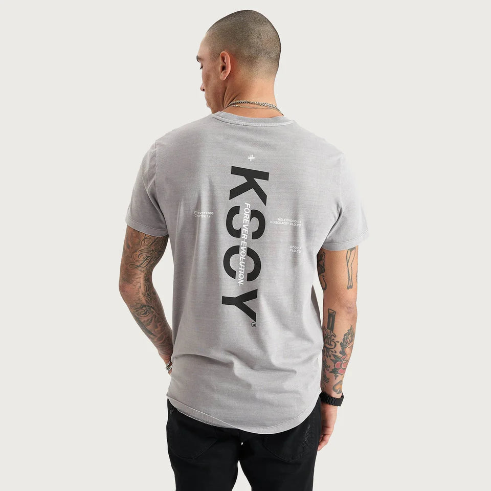 TUSTIN DUAL CURVED TEE, FROST GREY, KISS CHACEY, MENS SHIRTS