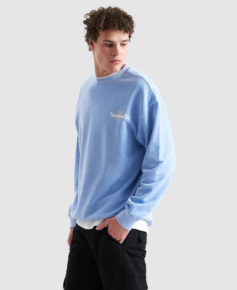 VALLEY RELAXED SWEATER PIGMENT VISTA BLUE, NOMADIC PARADISE