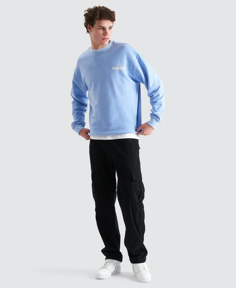 VALLEY RELAXED SWEATER PIGMENT VISTA BLUE, NOMADIC PARADISE