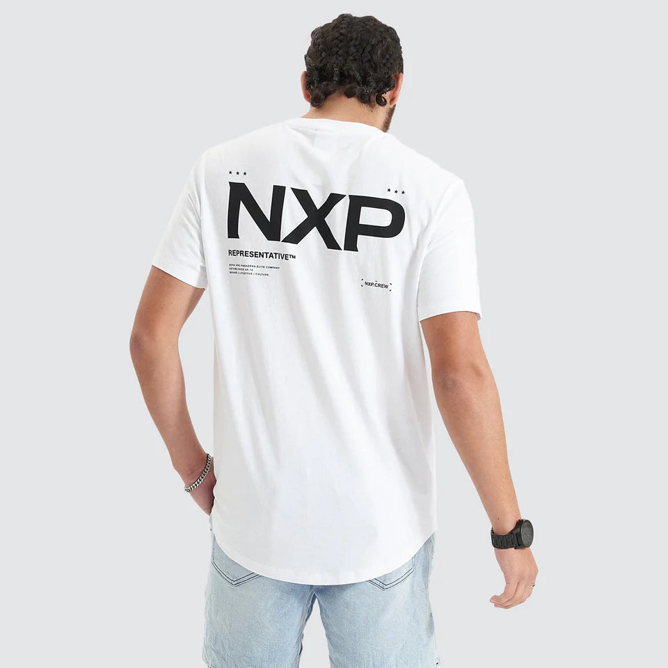 delta time dual curved tee, white, nxp, mens shirts