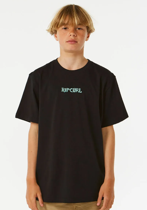 boys shirt, black, ripcurl. surf, relaxed fit, front and back print