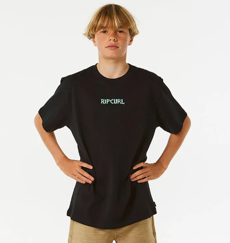 boys shirt, black, ripcurl. surf, relaxed fit, front and back print