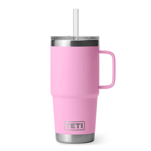 rambler 25oz straw mug, yeti, power pink