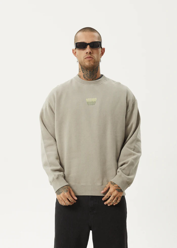 REPEAT CREW NECK OLIVE, AFENDS, MENS CREW NECKS, MENS FLEECE, MENS CLOTHING, MENS AFENDS