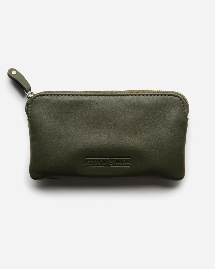 stitch and hide wallet coin purse olive small