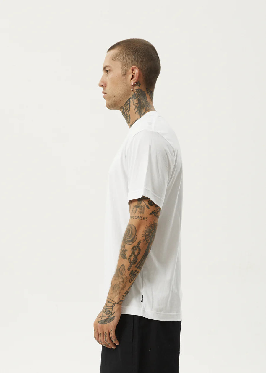 thrown out white shirt, afends, white t shirt, mens shirts