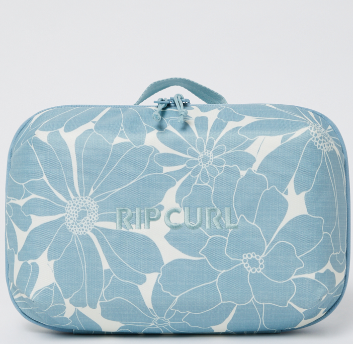 dusty blue , ripcurl, beauty, beauty bag, multiple compartments