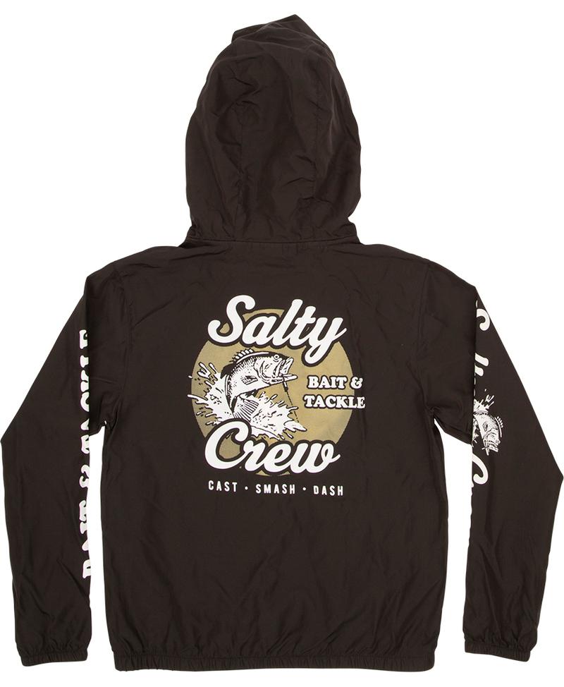 BAIT AND TACKLE BOYS JACKET BLACK SALTY CREW BIG FISH LOGO TAN FITTED