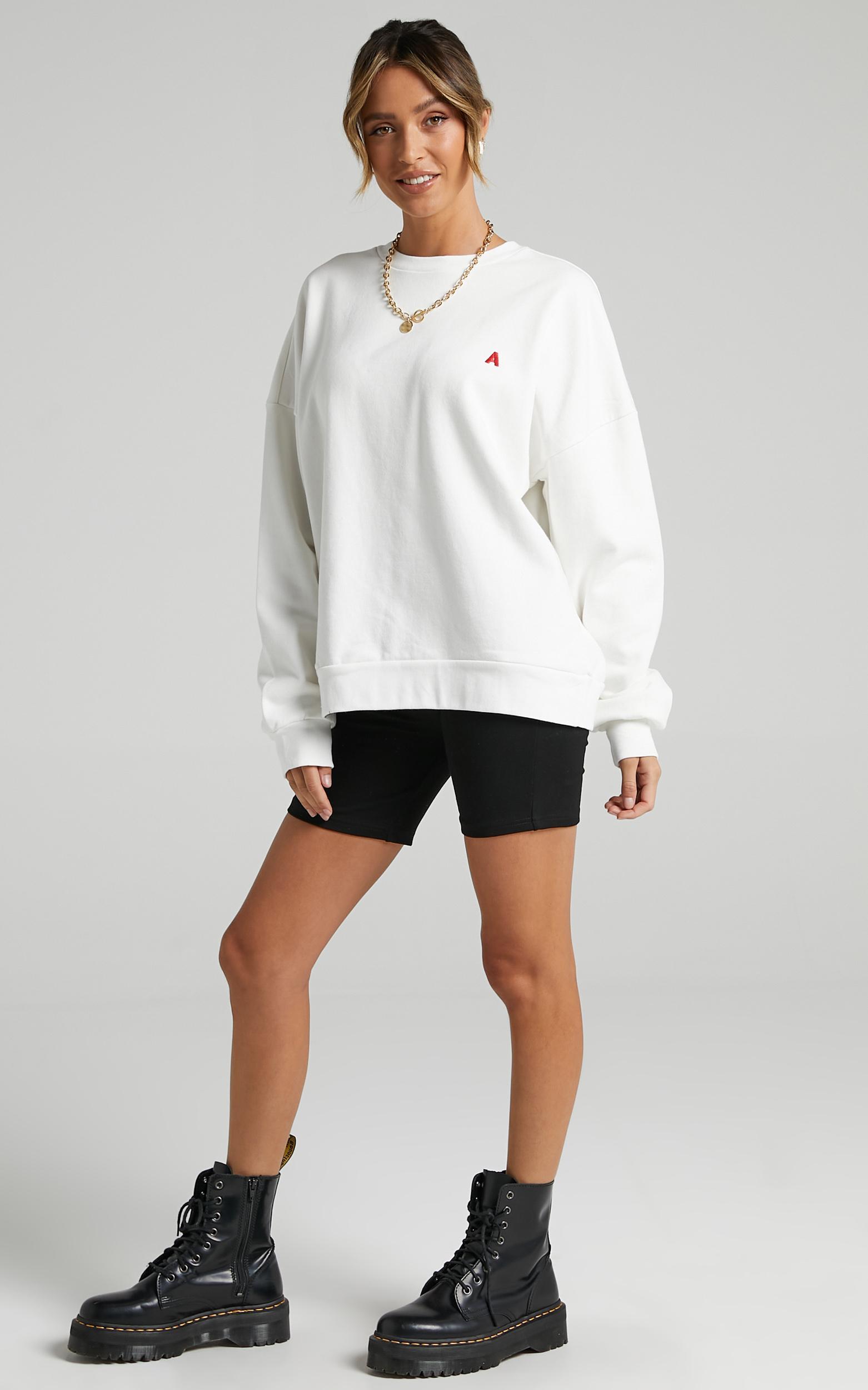 oversized jumper sweater abrand white red small logo plain basic baggy 