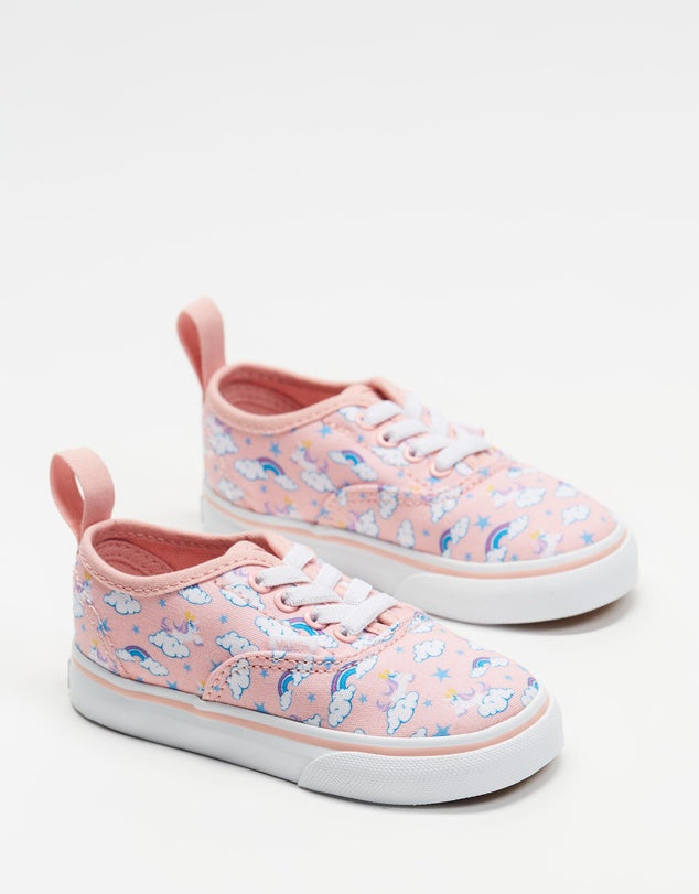 AUTHENTIC ELASTIC LACE UNICORN SLEIGH POWDER PINK TRUE WHITE CLOUDS RAINBOWS VANS GIRLS YOUTH KIDS CASUAL FOOTWEAR ELASTIC NO TIE SHOELACES 