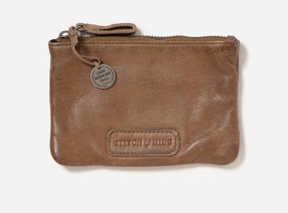 STITCH AND HIDE MELBOURNE POUCH TOUPE LEATHER