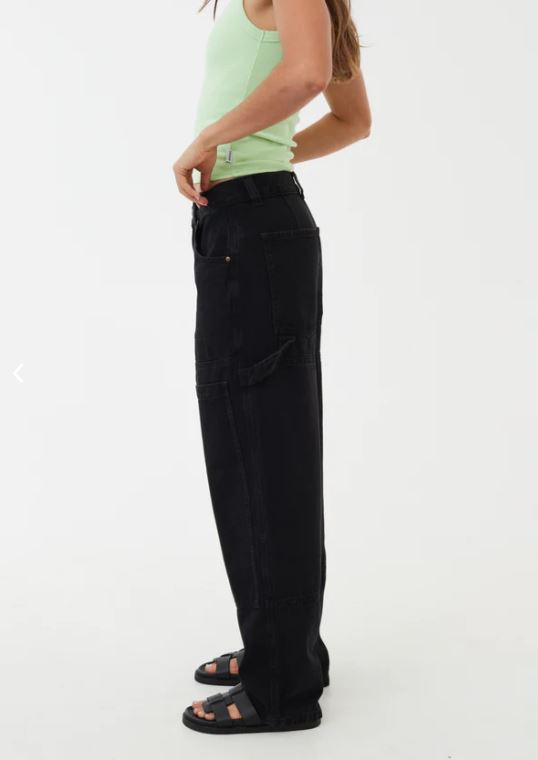 Afends Womens Moss - Organic Denim Carpenter Jeans - Washed Black
