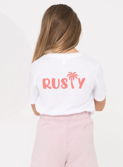 RUSTY PALM RELAXED FIT TEE GIRLS RUSTY WHITE Short Sleeve Tee In A Relaxed Fit With Front And Back Puff Print 100% Cotton Jersey