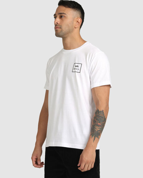 VA ALL THE WAYS SS TEE RVCA WHITE TEE WITH LOGO MENS T-SHIRT APPAREL SUMMER ESSENTIAL SHORT SLEEVES