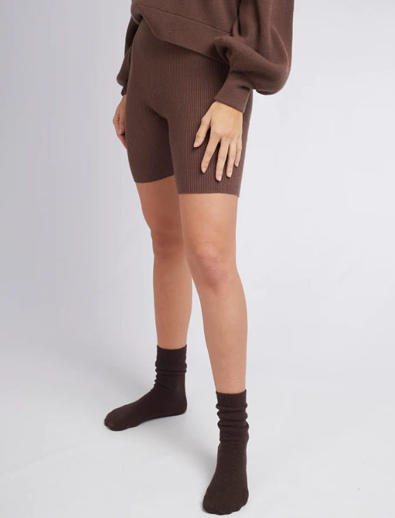 BLAIR KNIT SHORT BROWN ALL ABOUT EVE